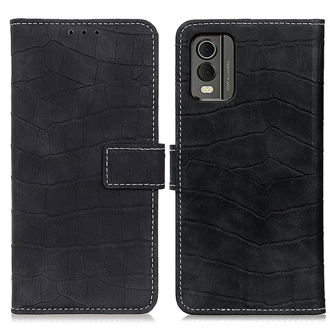 Funda de Cuero Cartera con Soporte Carcasa K07Z para Nokia C32 Negro