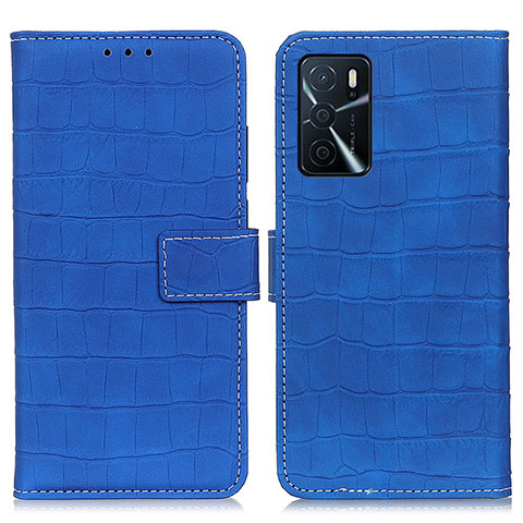 Funda de Cuero Cartera con Soporte Carcasa K07Z para Oppo A16 Azul