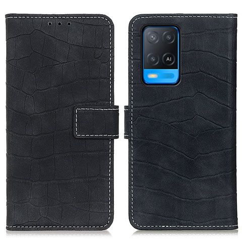 Funda de Cuero Cartera con Soporte Carcasa K07Z para Oppo A54 4G Negro