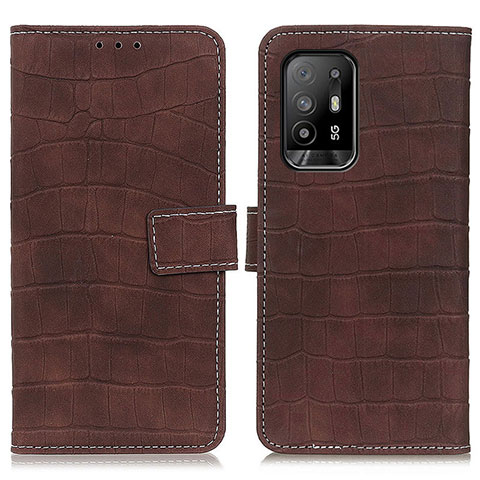 Funda de Cuero Cartera con Soporte Carcasa K07Z para Oppo A95 5G Marron