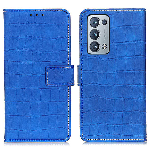 Funda de Cuero Cartera con Soporte Carcasa K07Z para Oppo Reno6 Pro 5G Azul