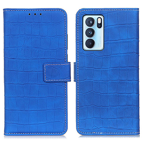 Funda de Cuero Cartera con Soporte Carcasa K07Z para Oppo Reno6 Pro 5G India Azul