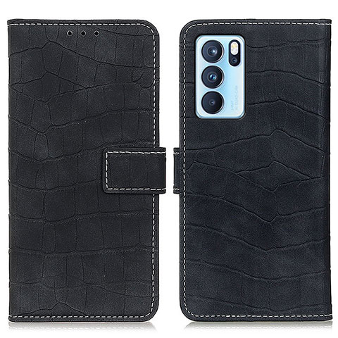 Funda de Cuero Cartera con Soporte Carcasa K07Z para Oppo Reno6 Pro 5G India Negro