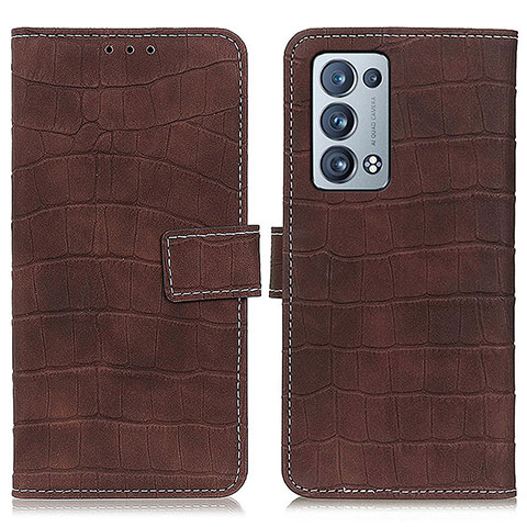 Funda de Cuero Cartera con Soporte Carcasa K07Z para Oppo Reno6 Pro 5G Marron