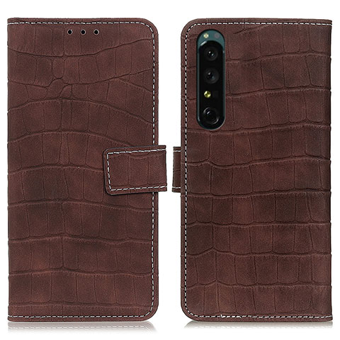 Funda de Cuero Cartera con Soporte Carcasa K07Z para Sony Xperia 1 IV Marron