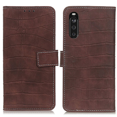 Funda de Cuero Cartera con Soporte Carcasa K07Z para Sony Xperia 10 III Lite Marron