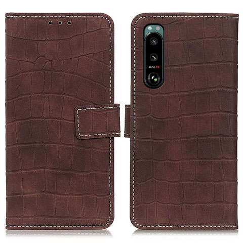 Funda de Cuero Cartera con Soporte Carcasa K07Z para Sony Xperia 5 III SO-53B Marron