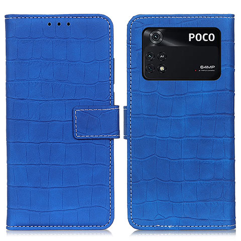 Funda de Cuero Cartera con Soporte Carcasa K07Z para Xiaomi Poco M4 Pro 4G Azul