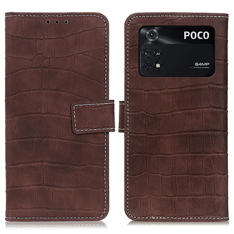 Funda de Cuero Cartera con Soporte Carcasa K07Z para Xiaomi Poco M4 Pro 4G Marron