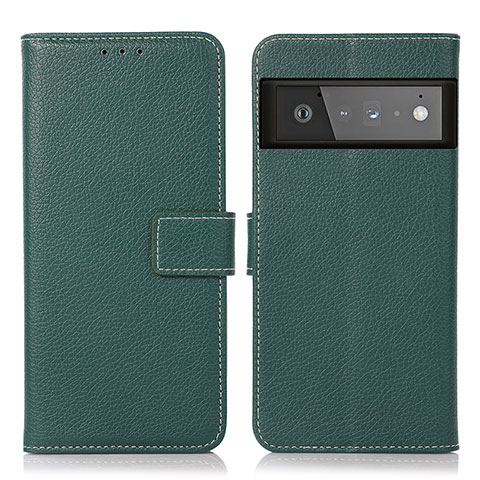 Funda de Cuero Cartera con Soporte Carcasa K08Z para Google Pixel 6 Pro 5G Verde