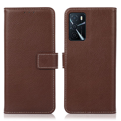 Funda de Cuero Cartera con Soporte Carcasa K08Z para Oppo A16 Marron