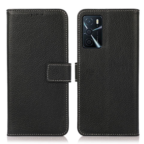 Funda de Cuero Cartera con Soporte Carcasa K08Z para Oppo A16 Negro