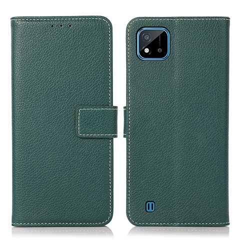 Funda de Cuero Cartera con Soporte Carcasa K08Z para Realme C20 Verde