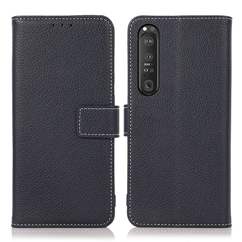 Funda de Cuero Cartera con Soporte Carcasa K08Z para Sony Xperia 1 III Azul Real