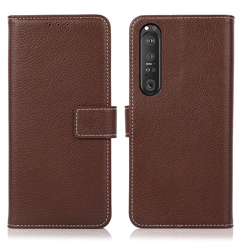 Funda de Cuero Cartera con Soporte Carcasa K08Z para Sony Xperia 1 III Marron