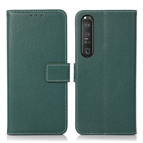 Funda de Cuero Cartera con Soporte Carcasa K08Z para Sony Xperia 1 III Verde