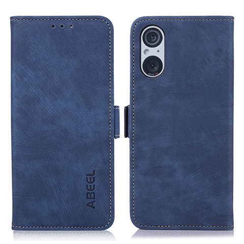 Funda de Cuero Cartera con Soporte Carcasa K08Z para Sony Xperia 5 V Azul