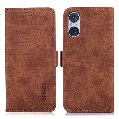 Funda de Cuero Cartera con Soporte Carcasa K08Z para Sony Xperia 5 V Marron