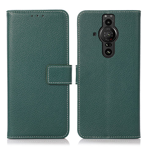 Funda de Cuero Cartera con Soporte Carcasa K08Z para Sony Xperia PRO-I Verde