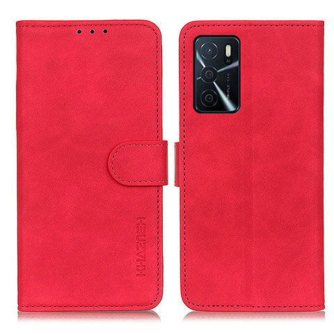 Funda de Cuero Cartera con Soporte Carcasa K09Z para Oppo A16 Rojo