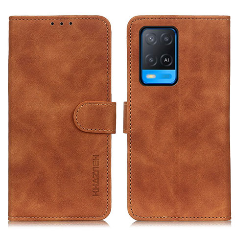 Funda de Cuero Cartera con Soporte Carcasa K09Z para Oppo A54 4G Marron