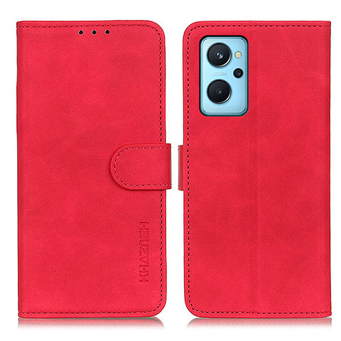 Funda de Cuero Cartera con Soporte Carcasa K09Z para Oppo A96 4G Rojo