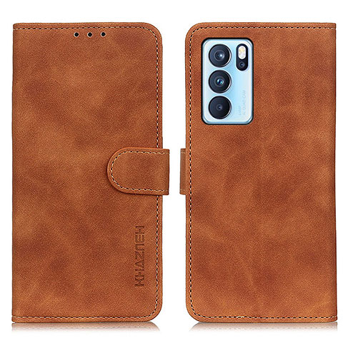 Funda de Cuero Cartera con Soporte Carcasa K09Z para Oppo Reno6 Pro 5G India Marron