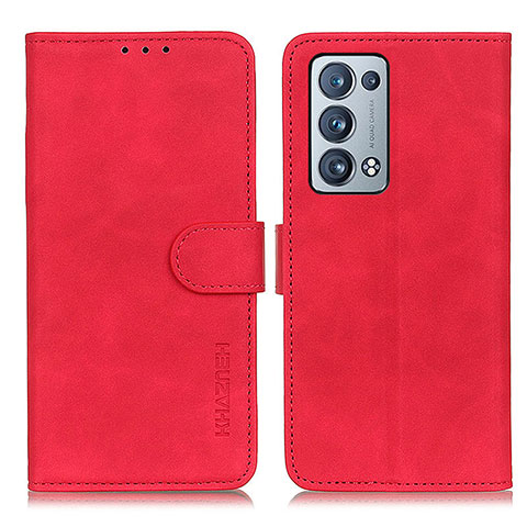 Funda de Cuero Cartera con Soporte Carcasa K09Z para Oppo Reno6 Pro 5G Rojo