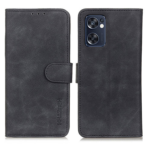 Funda de Cuero Cartera con Soporte Carcasa K09Z para Oppo Reno7 SE 5G Negro