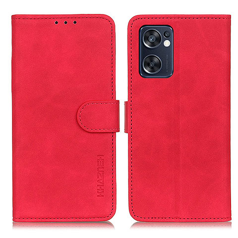 Funda de Cuero Cartera con Soporte Carcasa K09Z para Oppo Reno7 SE 5G Rojo