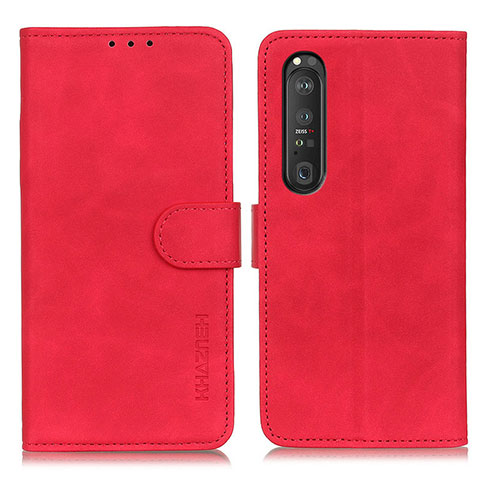 Funda de Cuero Cartera con Soporte Carcasa K09Z para Sony Xperia 1 III Rojo