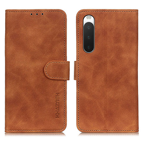 Funda de Cuero Cartera con Soporte Carcasa K09Z para Sony Xperia 10 V Marron