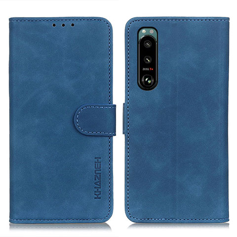 Funda de Cuero Cartera con Soporte Carcasa K09Z para Sony Xperia 5 III Azul