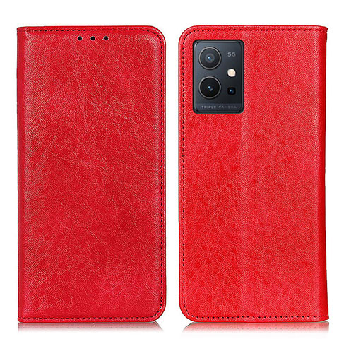 Funda de Cuero Cartera con Soporte Carcasa K09Z para Vivo T1 5G India Rojo