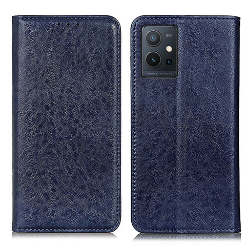 Funda de Cuero Cartera con Soporte Carcasa K09Z para Vivo Y52t 5G Azul