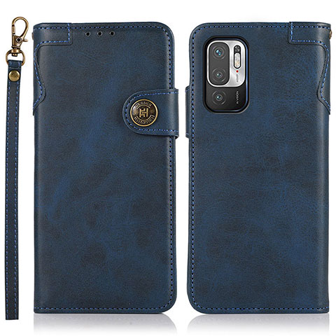 Funda de Cuero Cartera con Soporte Carcasa K09Z para Xiaomi Redmi Note 10 5G Azul