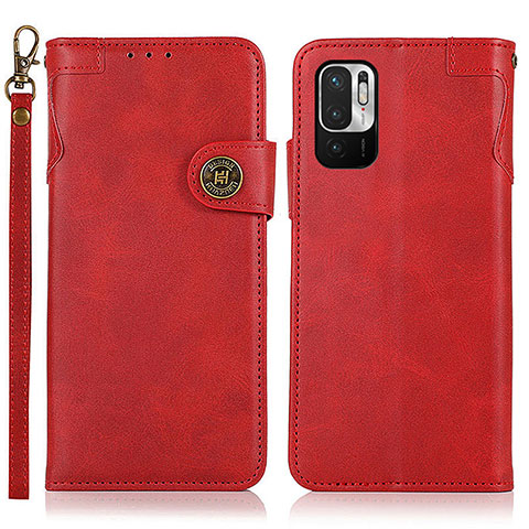 Funda de Cuero Cartera con Soporte Carcasa K09Z para Xiaomi Redmi Note 10 JE 5G Rojo