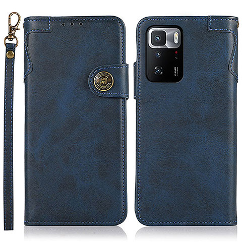 Funda de Cuero Cartera con Soporte Carcasa K09Z para Xiaomi Redmi Note 10 Pro 5G Azul