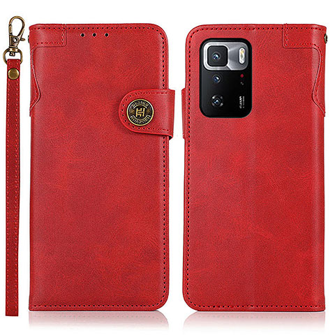 Funda de Cuero Cartera con Soporte Carcasa K09Z para Xiaomi Redmi Note 10 Pro 5G Rojo