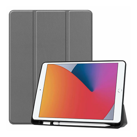 Funda de Cuero Cartera con Soporte Carcasa L01 para Apple iPad 10.2 (2019) Gris