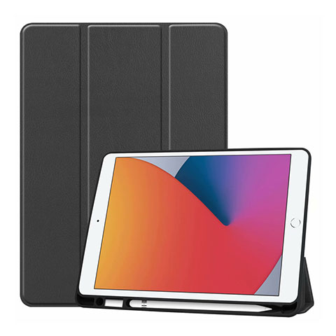 Funda de Cuero Cartera con Soporte Carcasa L01 para Apple iPad 10.2 (2019) Negro