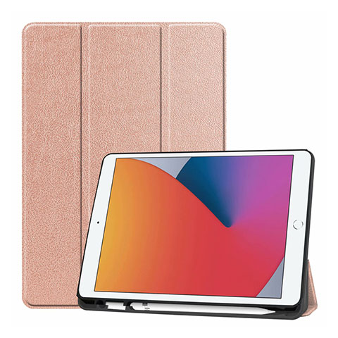 Funda de Cuero Cartera con Soporte Carcasa L01 para Apple iPad 10.2 (2019) Oro Rosa