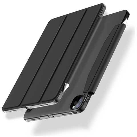 Funda de Cuero Cartera con Soporte Carcasa L01 para Apple iPad Pro 12.9 (2021) Negro