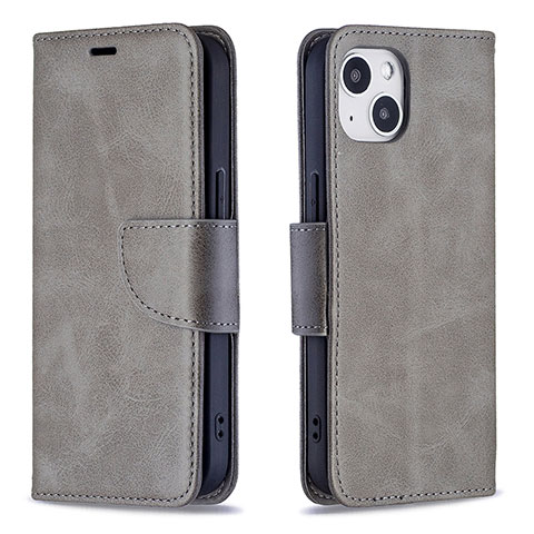 Funda de Cuero Cartera con Soporte Carcasa L01 para Apple iPhone 14 Plus Gris