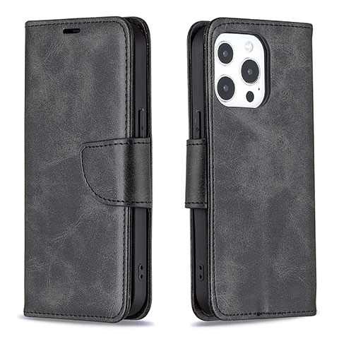 Funda de Cuero Cartera con Soporte Carcasa L01 para Apple iPhone 14 Pro Max Negro