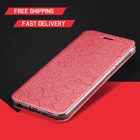 Funda de Cuero Cartera con Soporte Carcasa L01 para Huawei Enjoy 9 Plus Rojo