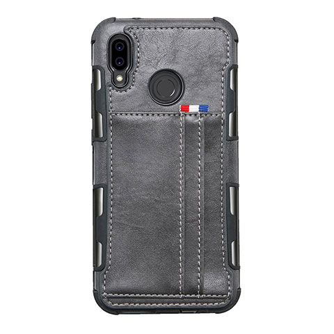 Funda de Cuero Cartera con Soporte Carcasa L01 para Huawei Nova 3e Gris