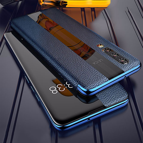 Funda de Cuero Cartera con Soporte Carcasa L01 para Huawei P30 Azul