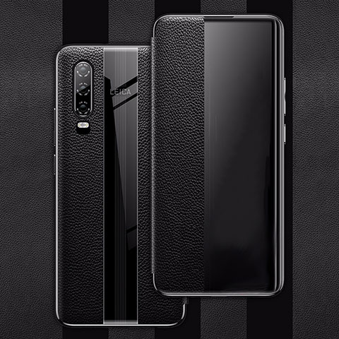 Funda de Cuero Cartera con Soporte Carcasa L01 para Huawei P30 Negro