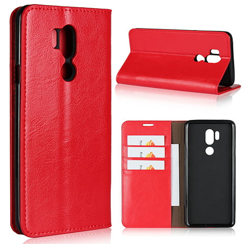 Funda de Cuero Cartera con Soporte Carcasa L01 para LG G7 Rojo